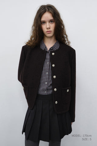 ESSENTIAL SLIM CHECKED SHIRT BROWN