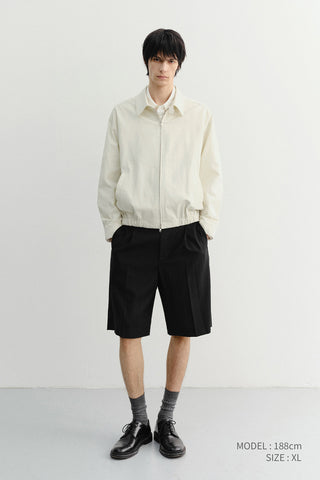 UNISEX COLLARED LIGHT BLOUSON JACKET IVORY