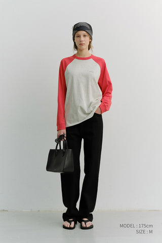 UNISEX RAGLAN T-SHIRT RED OATMEAL MELANGE