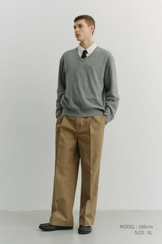 UNISEX SOFT V-NECK SWEATER MELANGE GREY