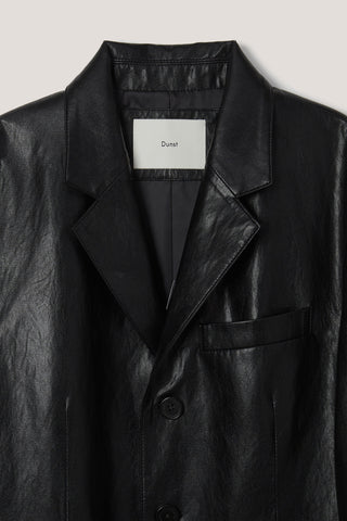 UNISEX 3 BUTTON ALTER-LEATHER BLAZER BLACK