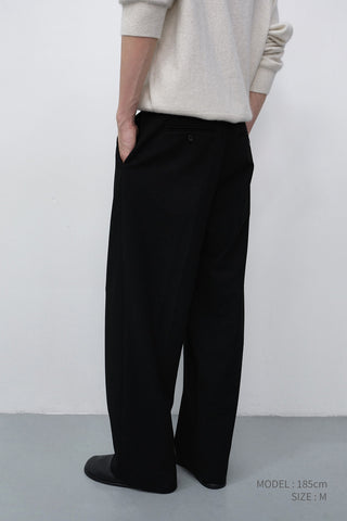 DOUBLE PLEATED WIDE SLACKS BLACK