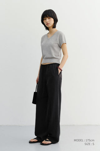 SUMMER LINEN V-NECK KNIT MELANGE GREY