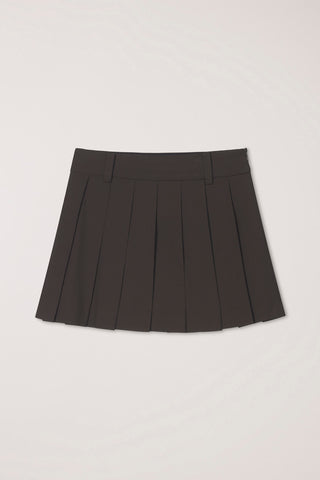 PLEATS MINI SKIRT BROWN