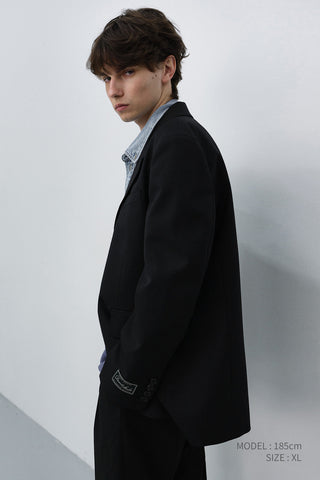 UNISEX REFINED MASCULINE WOOL BLAZER BLACK