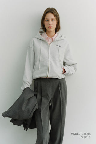 UNISEX CROPPED ZIP-UP HOODIE LIGHT MELANGE GREY