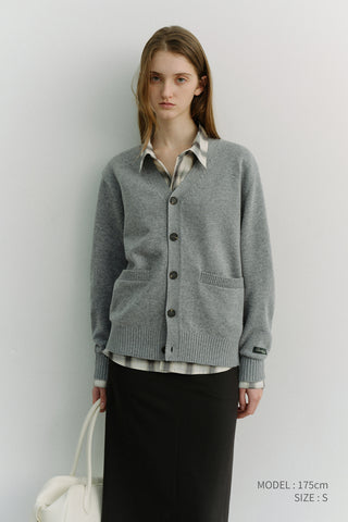 UNISEX BOYFRIEND KNIT CARDIGAN MELANGE GREY