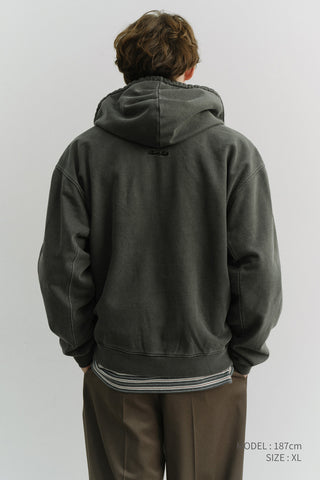 UNISEX GARMENT DYED ZIP-UP HOODIE BLACK