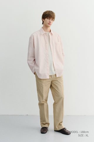 UNISEX SUMMER BREEZE STRIPED OVERSHIRT SOFT PINK