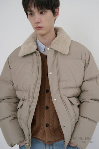 UNISEX COLLARED GOOSE DOWN JACKET BEIGE