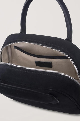 SUEDE BOSTON TOTE BAG BLACK