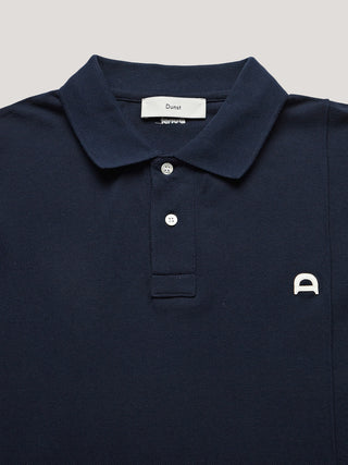 UNISEX LEATHER LOGO POLO SHIRT NAVY