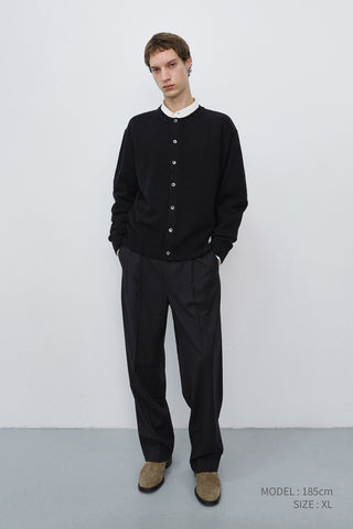 UNISEX CREWNECK KNIT CARDIGAN BLACK