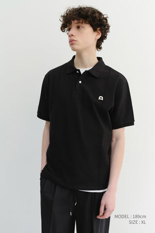 UNISEX LEATHER LOGO POLO SHIRT BLACK