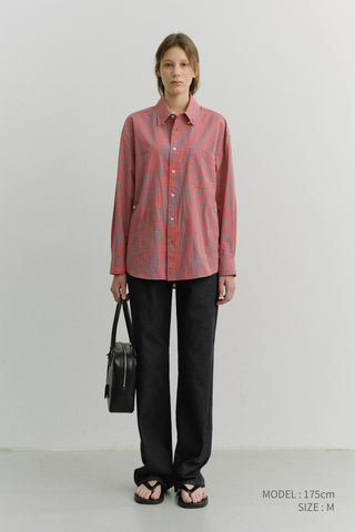 UNISEX OVERSIZED BD CHECKED SHIRT RED CHECK