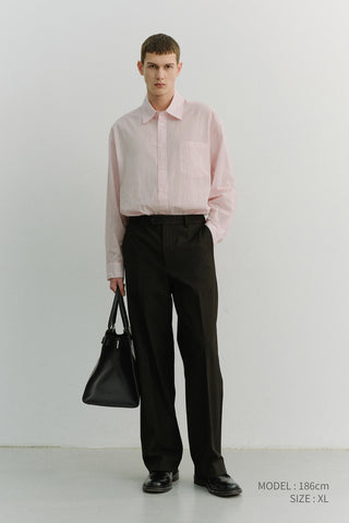 UNISEX OVERSIZED STRIPED SHIRT SOFT PINK STRIPE
