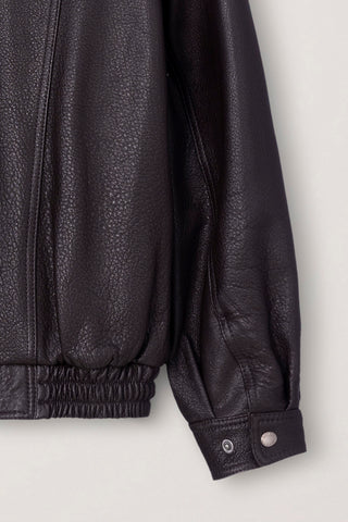 UNISEX OVERSIZED VINTAGE LEATHER BLOUSON BROWN