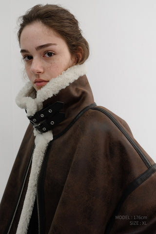 UNISEX B-3 SHEARLING JACKET DARK BROWN