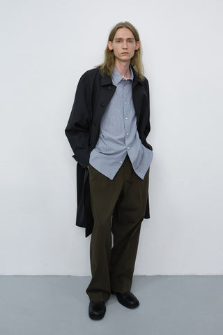 DOUBLE PLEATED WIDE CHINO SLACKS KHAKI