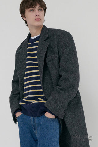 UNISEX LOOSE DOUBLE-BREASTED COAT CHARCOAL MELANGE
