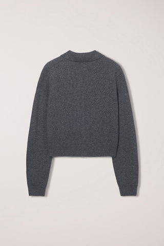 UNISEX COLLARED KNIT CARDIGAN MELANGE GREY