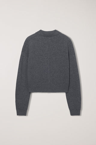 UNISEX COLLARED KNIT CARDIGAN MELANGE GREY