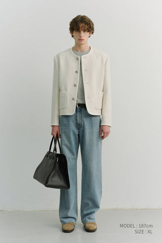 UNISEX CLASSIC BOUCLE TWEED JACKET CREAM