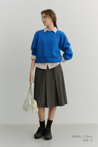 VOLUME PLEATS MIDI SKIRT MID GREY