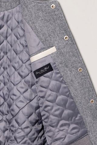 UNISEX BOUCLE WOOL VARSITY JACKET MELANGE GREY