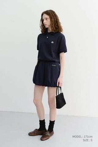 UNISEX LEATHER LOGO POLO SHIRT NAVY
