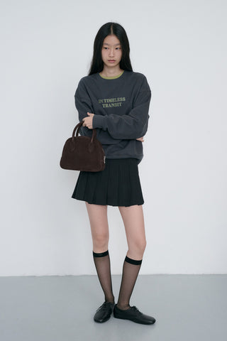 SUEDE BOSTON TOTE BAG DEEP BROWN