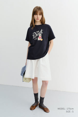 UNISEX DRAWING PUPPY T-SHIRT FRENCH NAVY