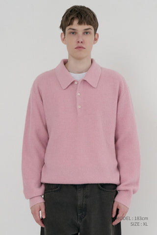 UNISEX HAIRY COLLARED SWEATER SOFT PINK