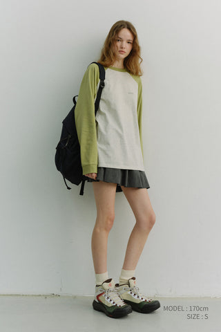 UNISEX RAGLAN T-SHIRT OLIVE GREEN OATMEAL MELANGE
