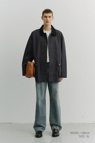 UNISEX COTTON CHORE JACKET INDIGO NAVY