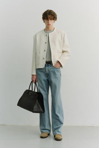 UNISEX CLASSIC BOUCLE TWEED JACKET CREAM