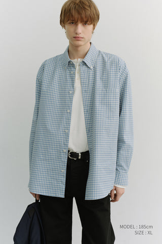 UNISEX OVERSIZED BD CHECKED SHIRT SOFT BLUE CHECK