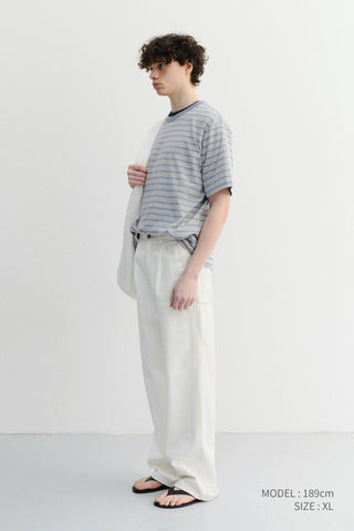 UNISEX STRIPED T-SHIRT MELANGE GREY BLUE
