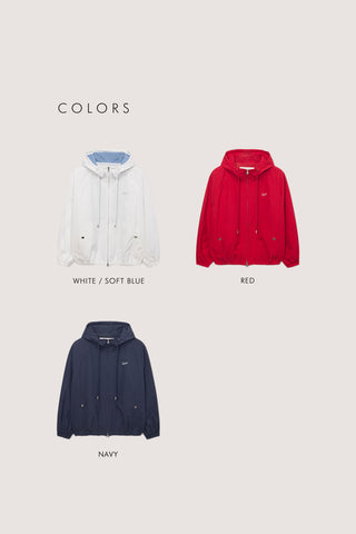 UNISEX LOGO WINDBREAKER WHITE SOFT BLUE