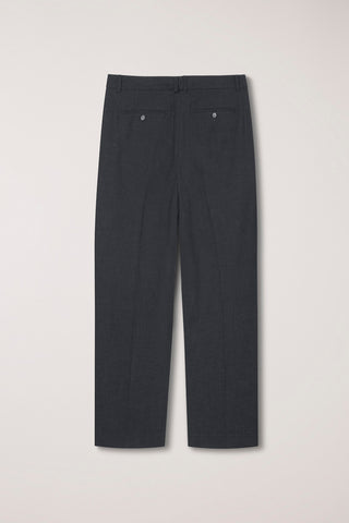 DOUBLE PLEATED WIDE SLACKS CHARCOAL GREY