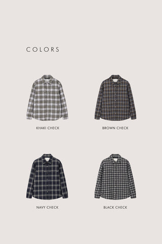 UNISEX QUILTED FLANNEL SHIRT BROWN CHECK