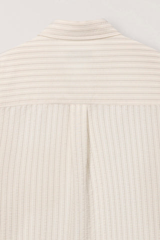 UNISEX CLASSIC STRIPED BD OVERSHIRT BEIGE