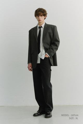 UNISEX OVERSIZED WOOL BLAZER MELANGE GREY