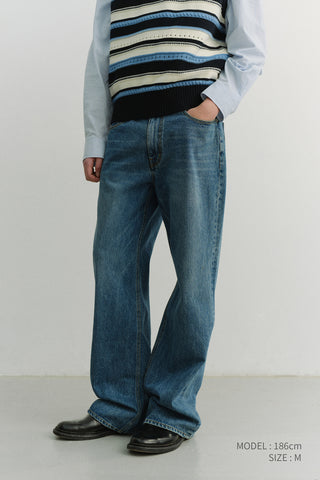 LOW RISE WIDE JEANS CLASSIC BLUE