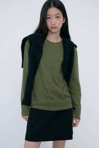 UNISEX MUTED STRIPED T-SHIRT OLIVE KHAKI