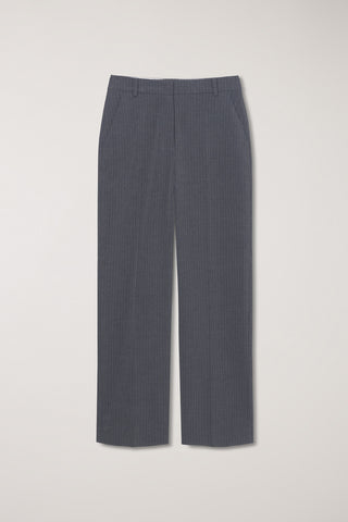 STRAIGHT SLACKS MELANGE GREY STRIPE