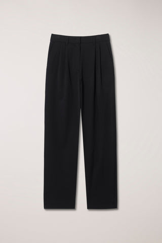 DOUBLE PLEATED WIDE SLACKS BLACK