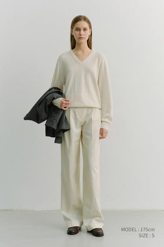 DOUBLE PLEATED CHINO SLACKS IVORY