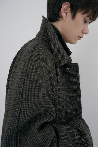 UNISEX RELAXED BALMACAAN COAT BROWN TWEED