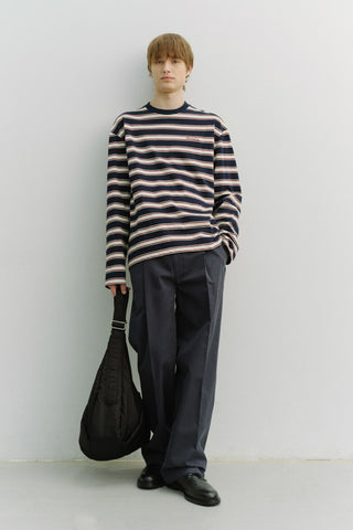 PLEATED CHINO SLACKS NAVY